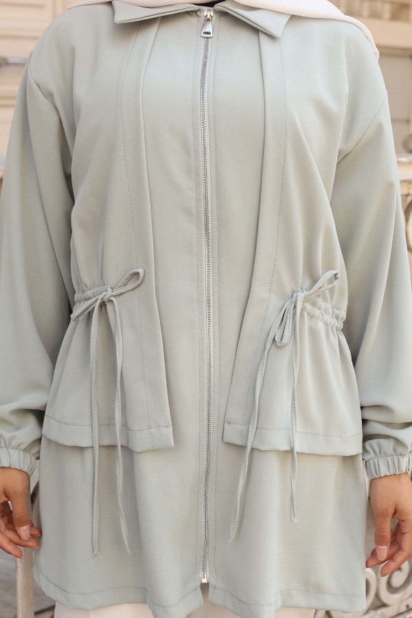 Jacke mit Gummizug und Reißverschluss / Mint