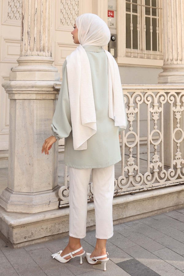 Jacke mit Gummizug und Reißverschluss / Mint