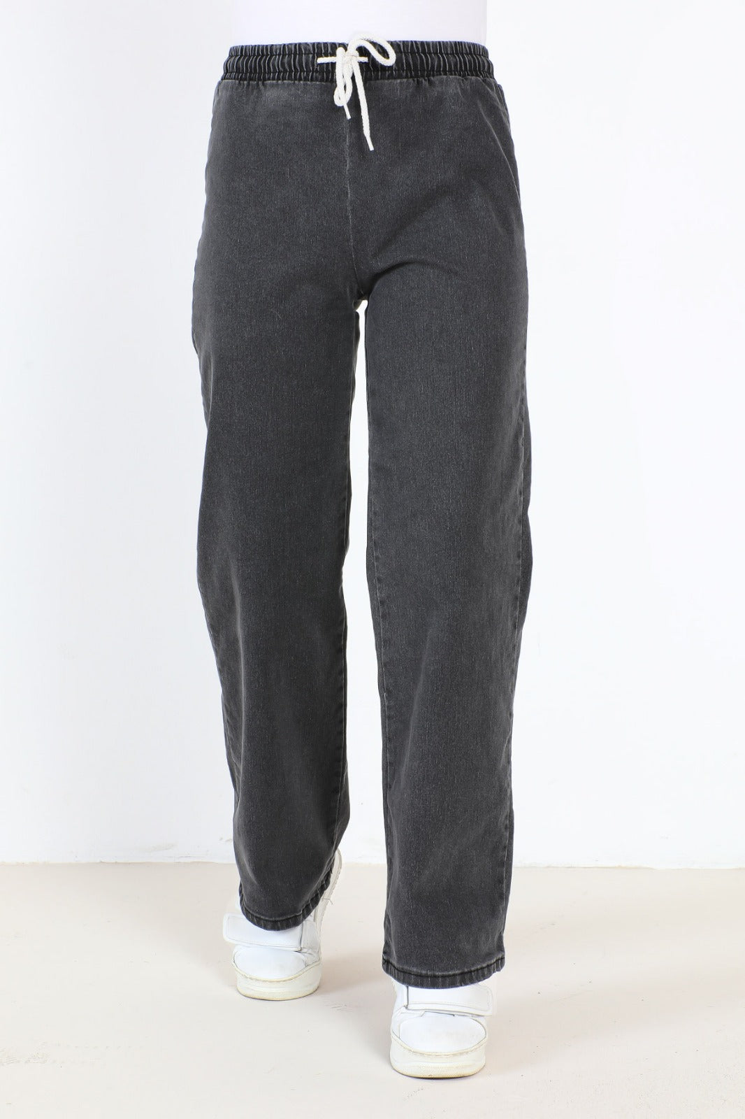 Jeans gerade Bein mit Gummizug / Anthrazit