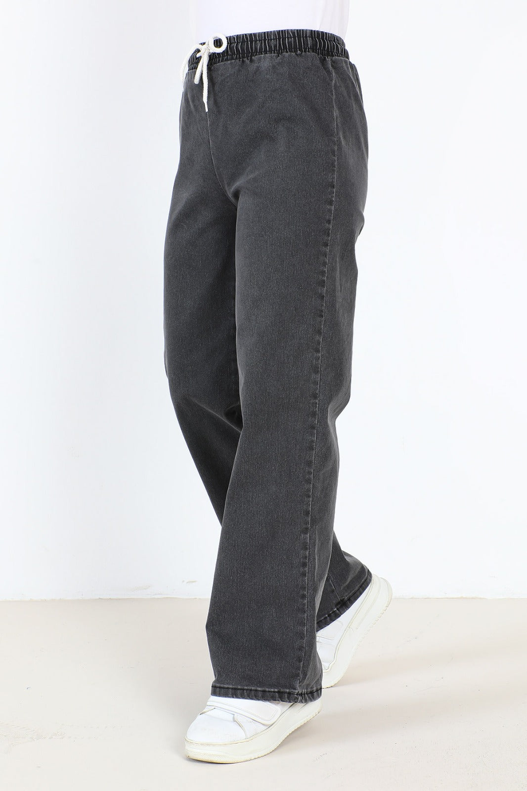 Jeans gerade Bein mit Gummizug / Anthrazit