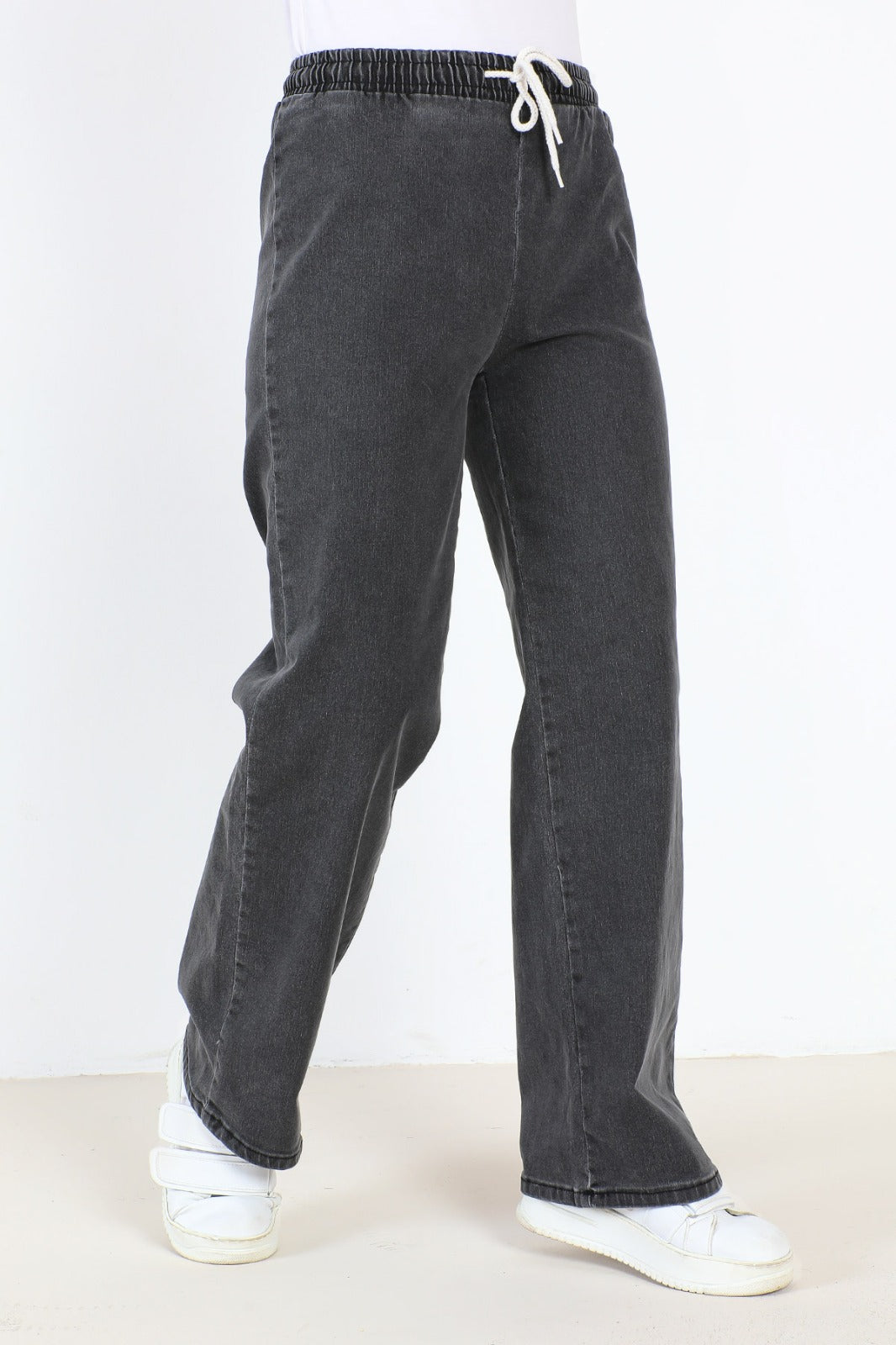 Jeans gerade Bein mit Gummizug / Anthrazit