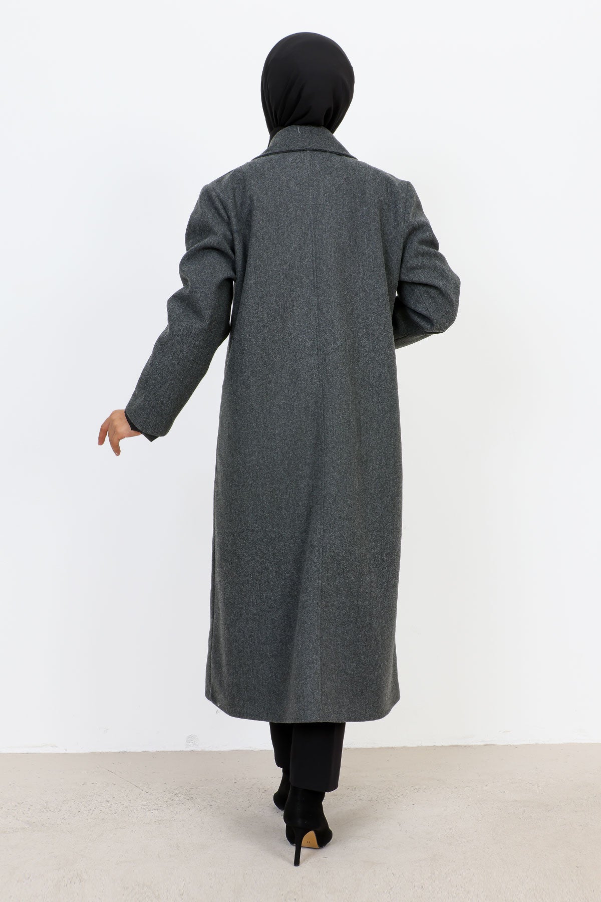 Kaschmirmantel mit Abdecktaschen / Anthrazit