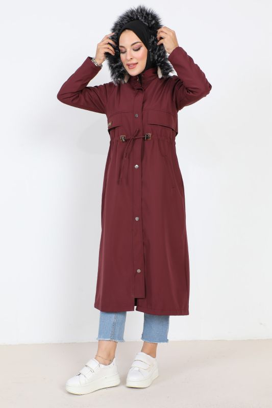 Taillengeschnürter Jacke mit Innenfutter / Bordeaux