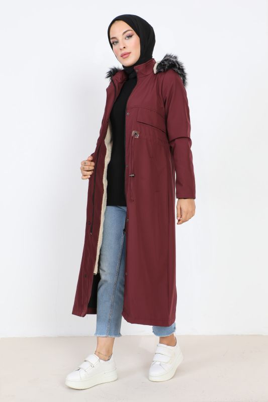 Taillengeschnürter Jacke mit Innenfutter / Bordeaux