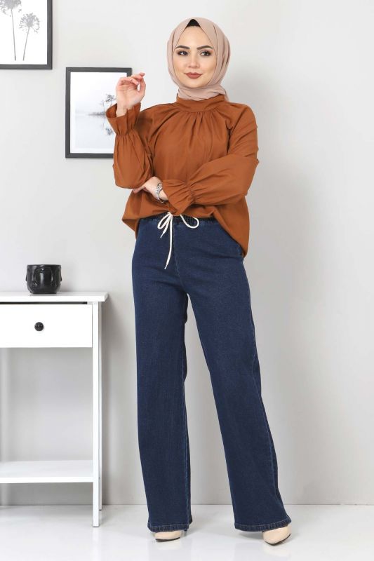 Jeans gerade Bein mit Gummizug / Jeans Dunkel