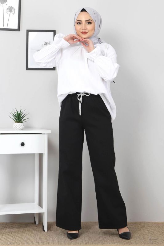 Jeans gerade Bein mit Gummizug / Schwarz