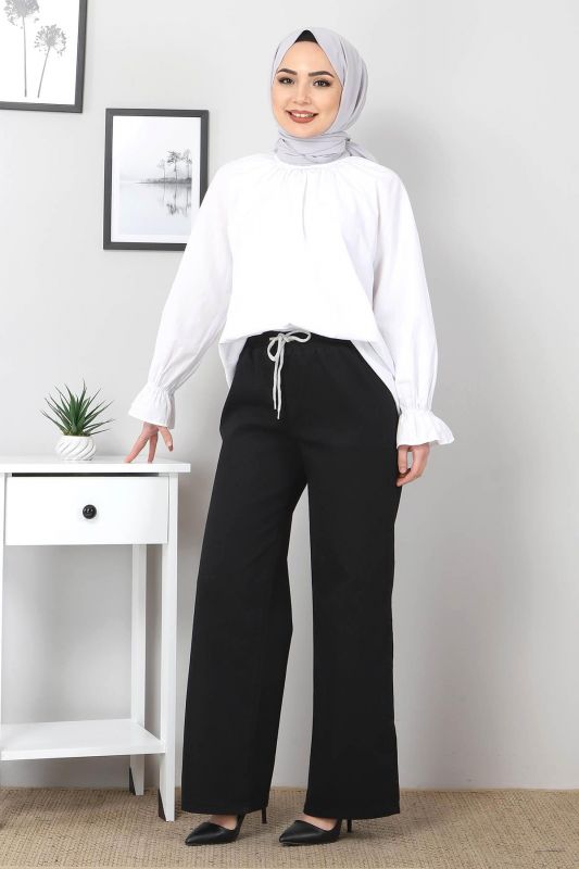 Jeans gerade Bein mit Gummizug / Schwarz