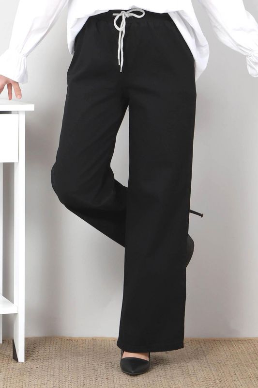 Jeans gerade Bein mit Gummizug / Schwarz