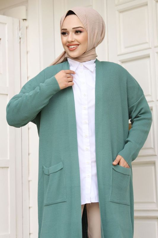 Strickjacke mit Taschen / Mint