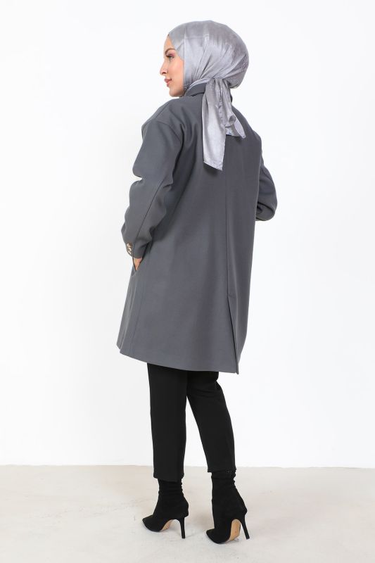 Kaschmirmantel doppelt geknöpft / Anthrazit