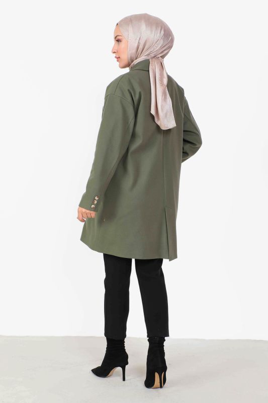 Kaschmirmantel doppelt geknöpft / Khaki