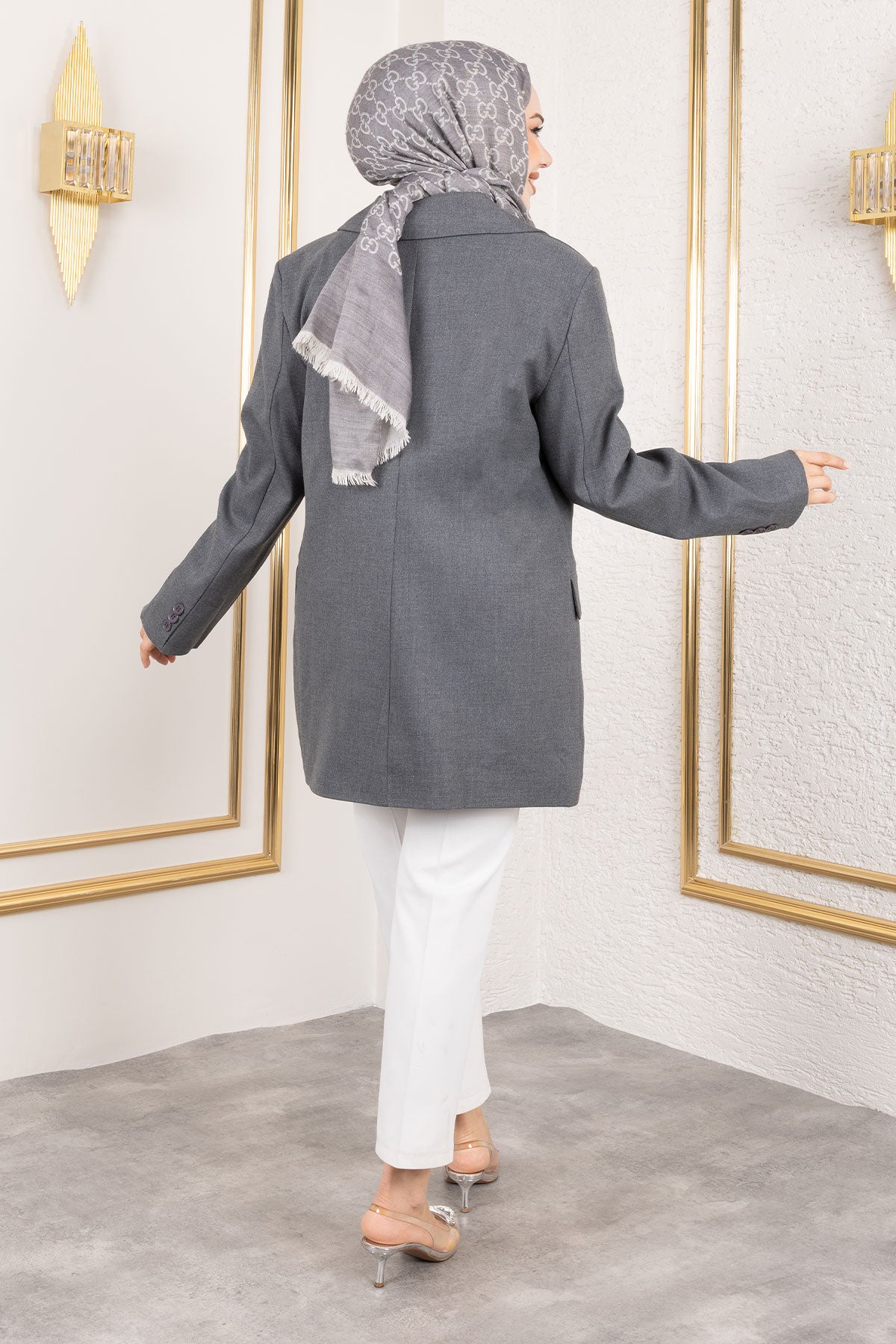 Blazer Regular mit zwei Knöpfen und Abdecktaschen / Grau
