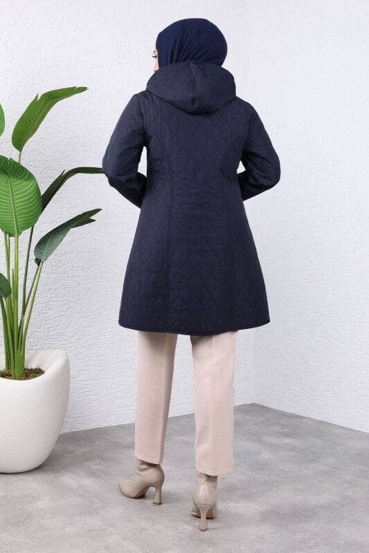 Jacke Innen mit Veloursstoff / Kurz / Navy Blau