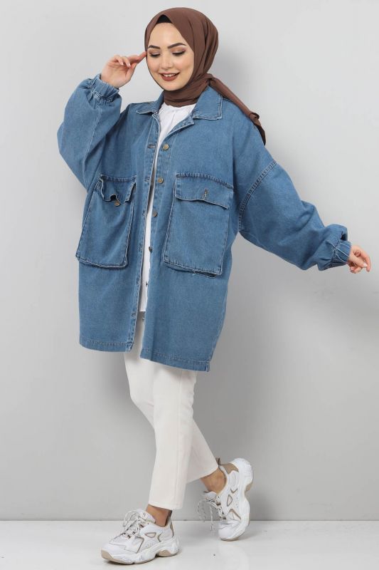 Jeansjacke mit elastischen Ärmeln / Jeans
