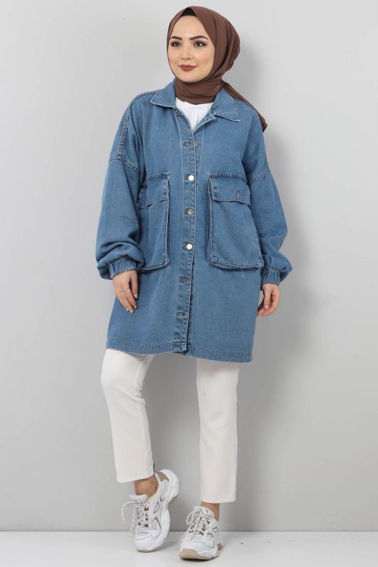 Jeansjacke mit elastischen Ärmeln / Jeans