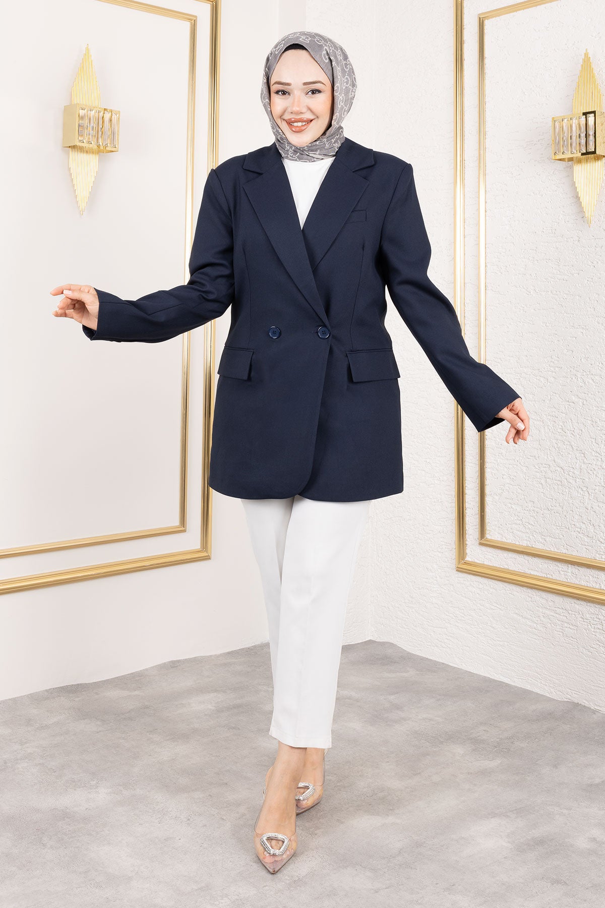 Blazer Regular mit zwei Knöpfen und Abdecktaschen / Navy Blau