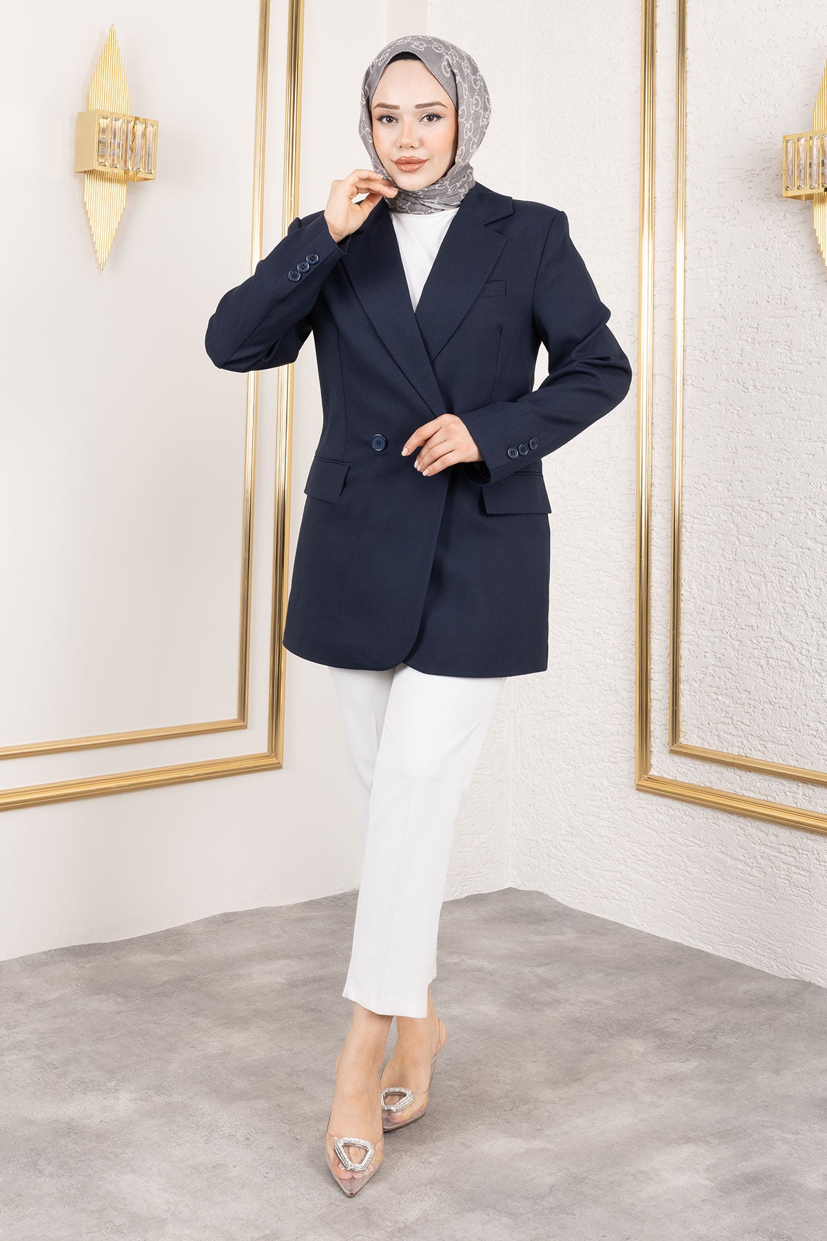 Blazer Regular mit zwei Knöpfen und Abdecktaschen / Navy Blau