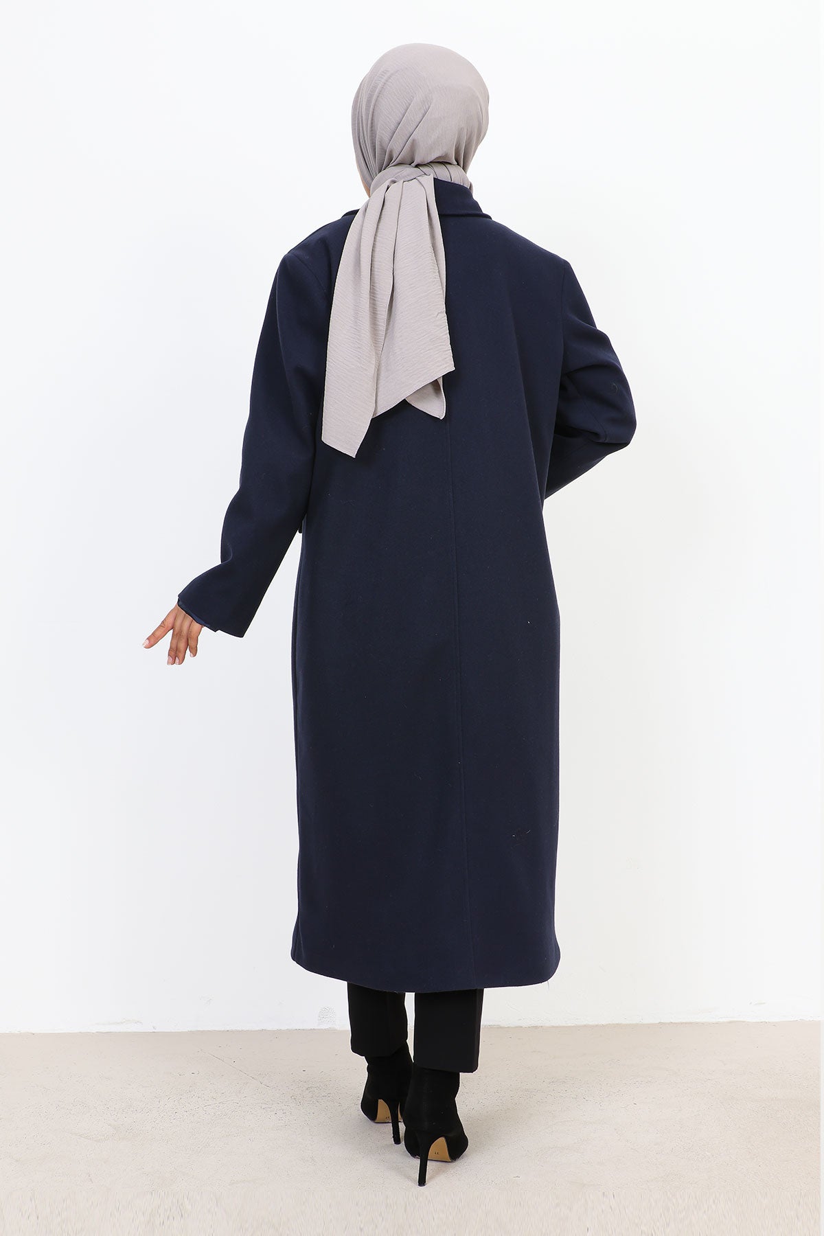 Kaschmirmantel mit Abdecktaschen / Navy Blau