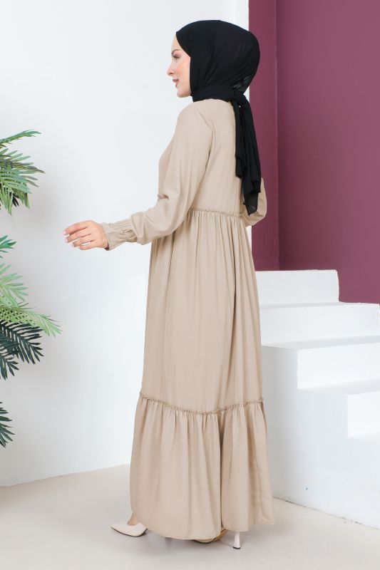 Ferace Volantrock mit Reißverschluss / Beige