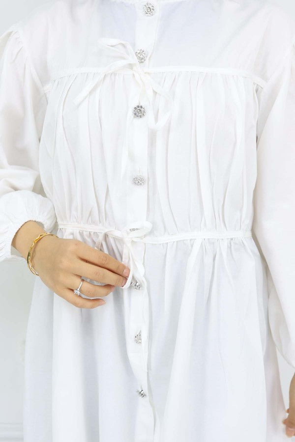 Bluse mit 2 Gummizug und Steinknöpfen