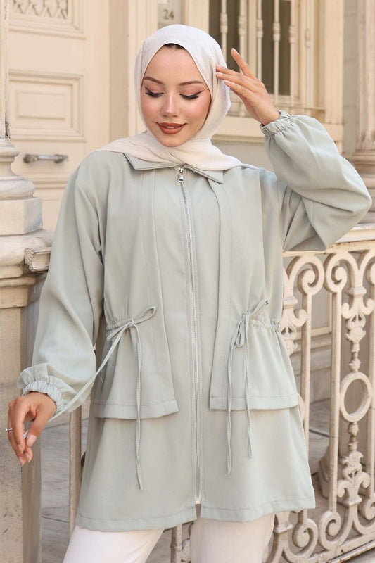 Jacke mit Gummizug und Reißverschluss / Mint