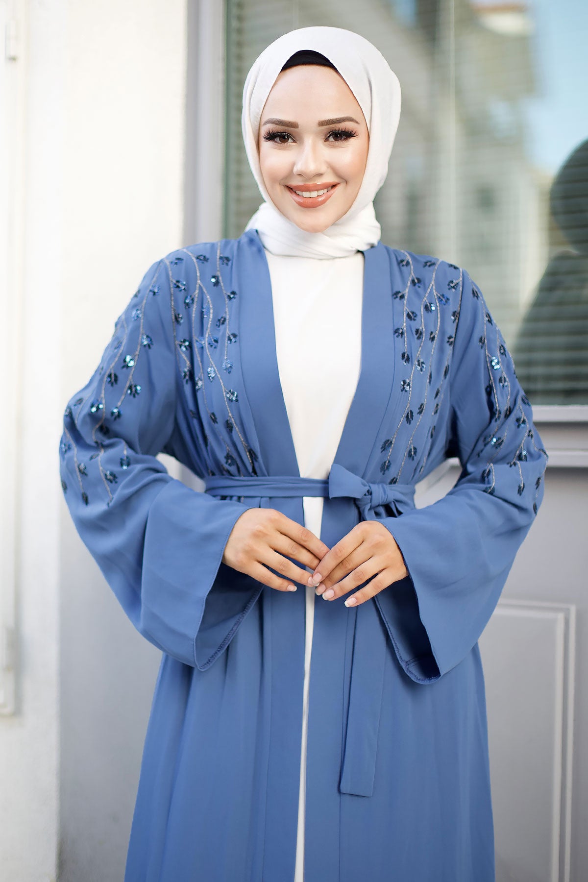 Abaya mit Astmuster / Indigo Blau