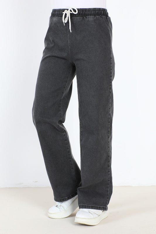 Jeans gerade Bein mit Gummizug / Anthrazit