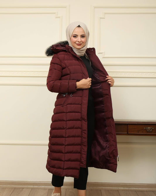 Puffer-Jacke mit Kapuze / Bordeaux