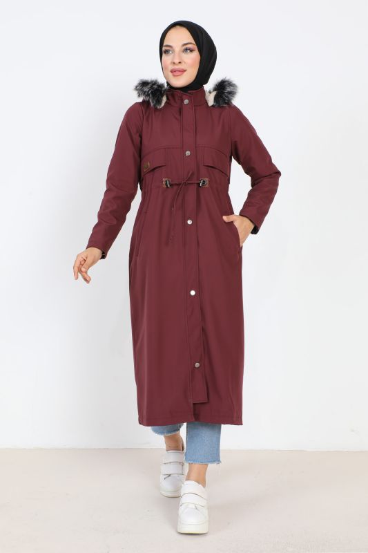 Taillengeschnürter Jacke mit Innenfutter / Bordeaux