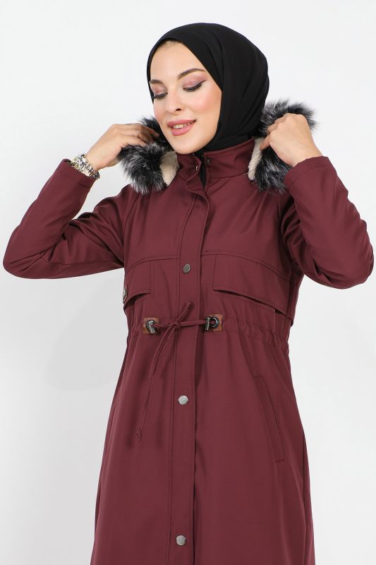 Taillengeschnürter Jacke mit Innenfutter / Bordeaux
