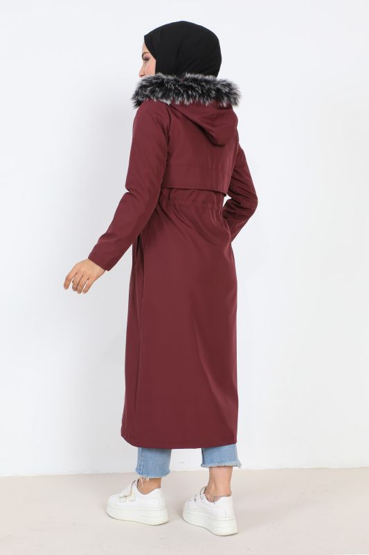Taillengeschnürter Jacke mit Innenfutter / Bordeaux