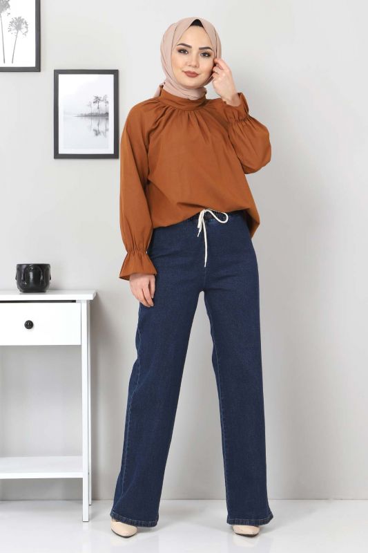 Jeans gerade Bein mit Gummizug / Jeans Dunkel