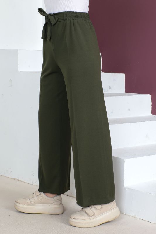 Weite Hose mit elastischer Taille / Khaki