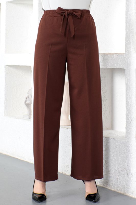 Weite Hose mit elastischer Taille / Braun