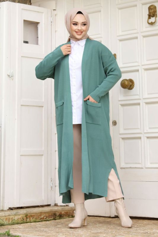 Strickjacke mit Taschen / Mint