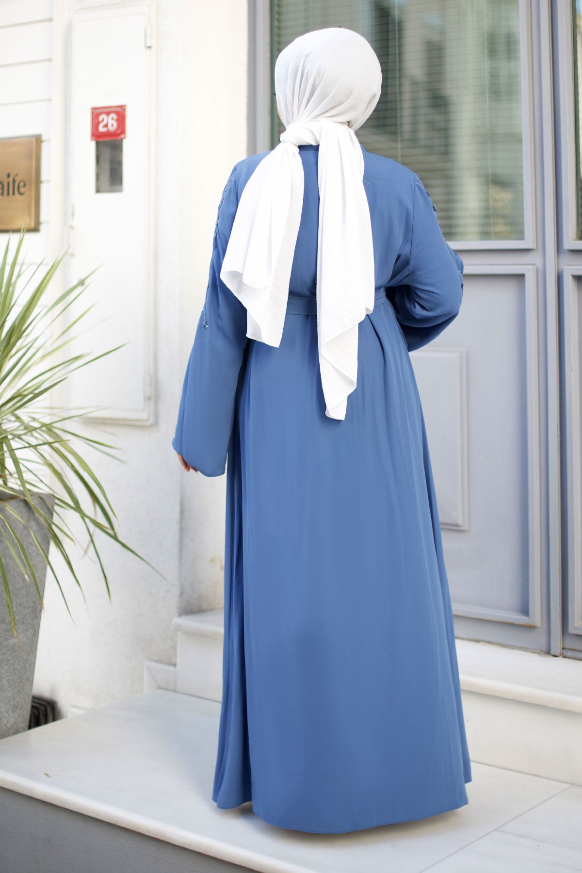 Abaya mit Astmuster / Indigo Blau