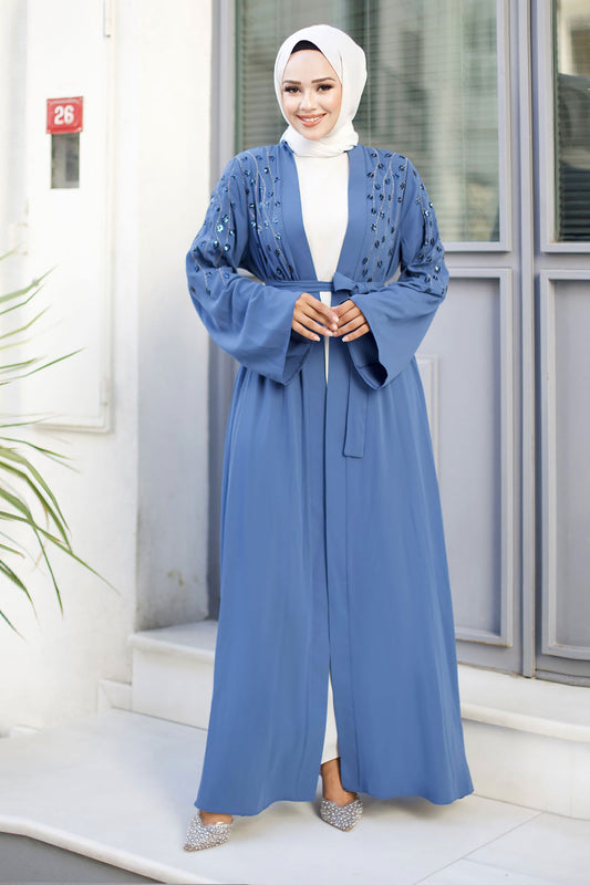 Abaya mit Astmuster / Indigo Blau