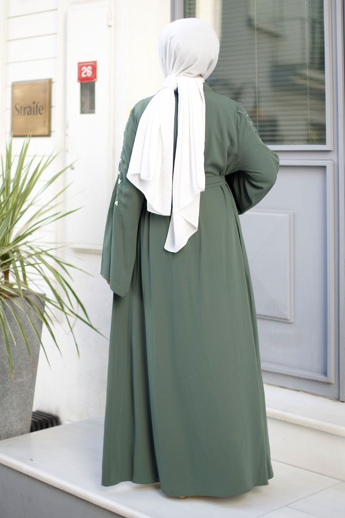 Abaya mit Astmuster / Khaki