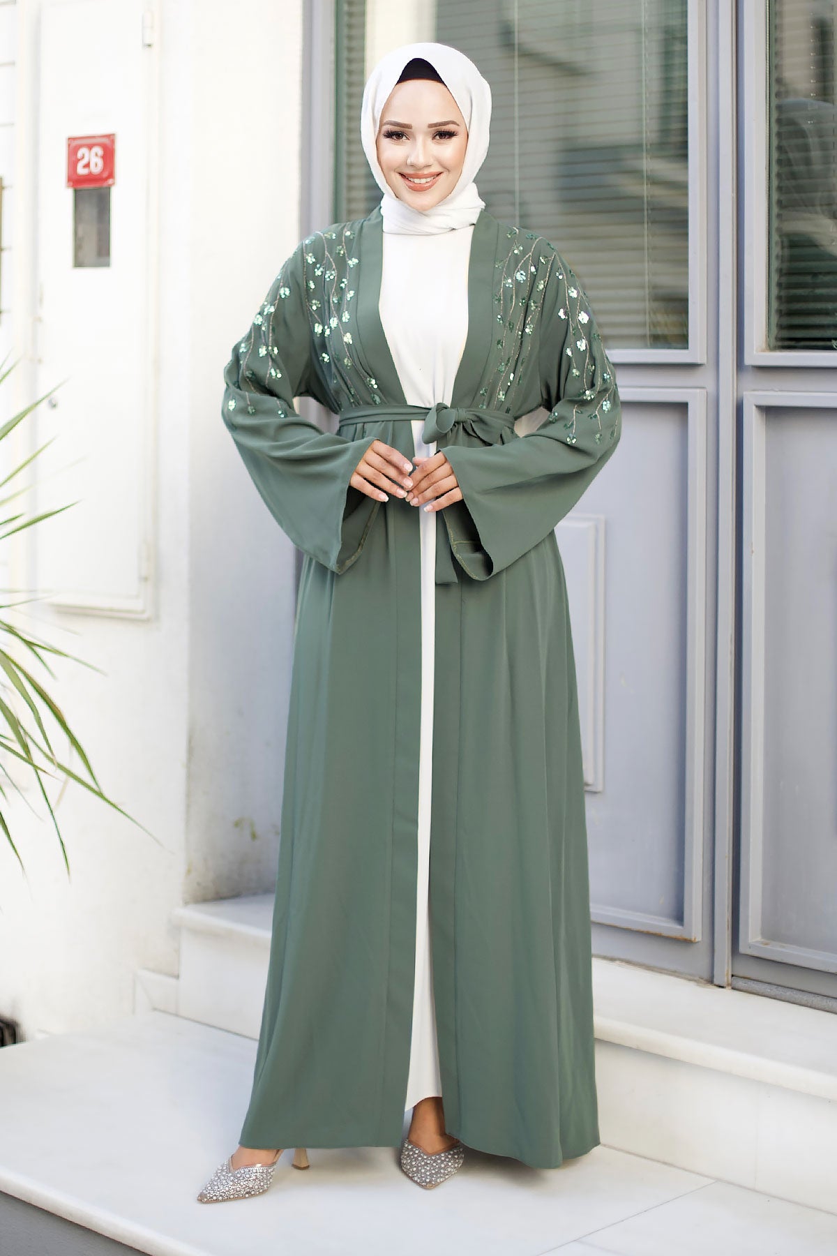 Abaya mit Astmuster / Khaki